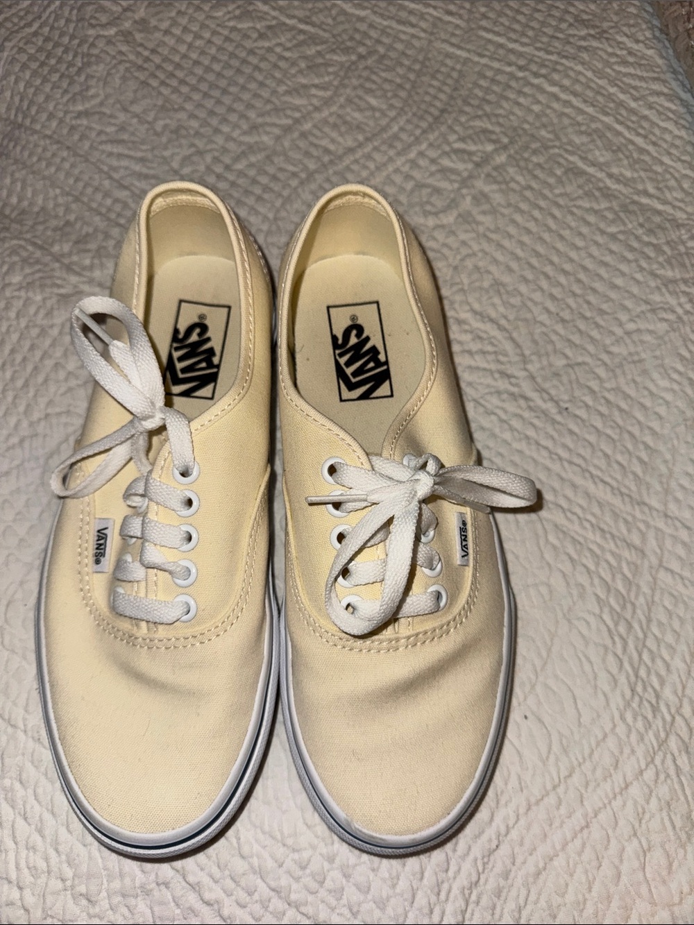 Vans Low Top Canvas Sneakers in Cream and White